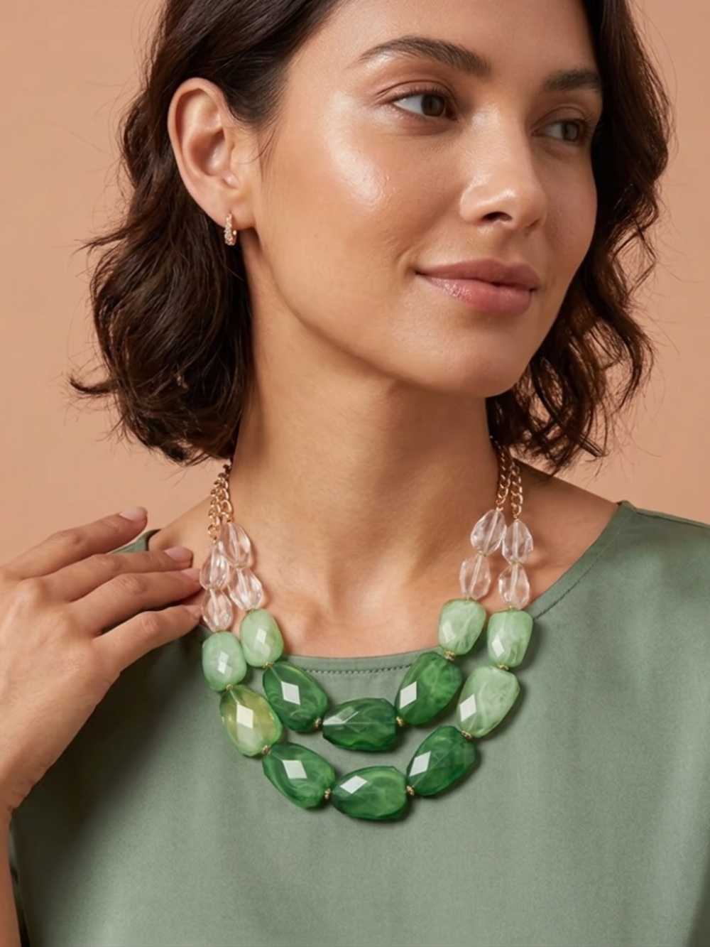 Double Layer Green Necklace